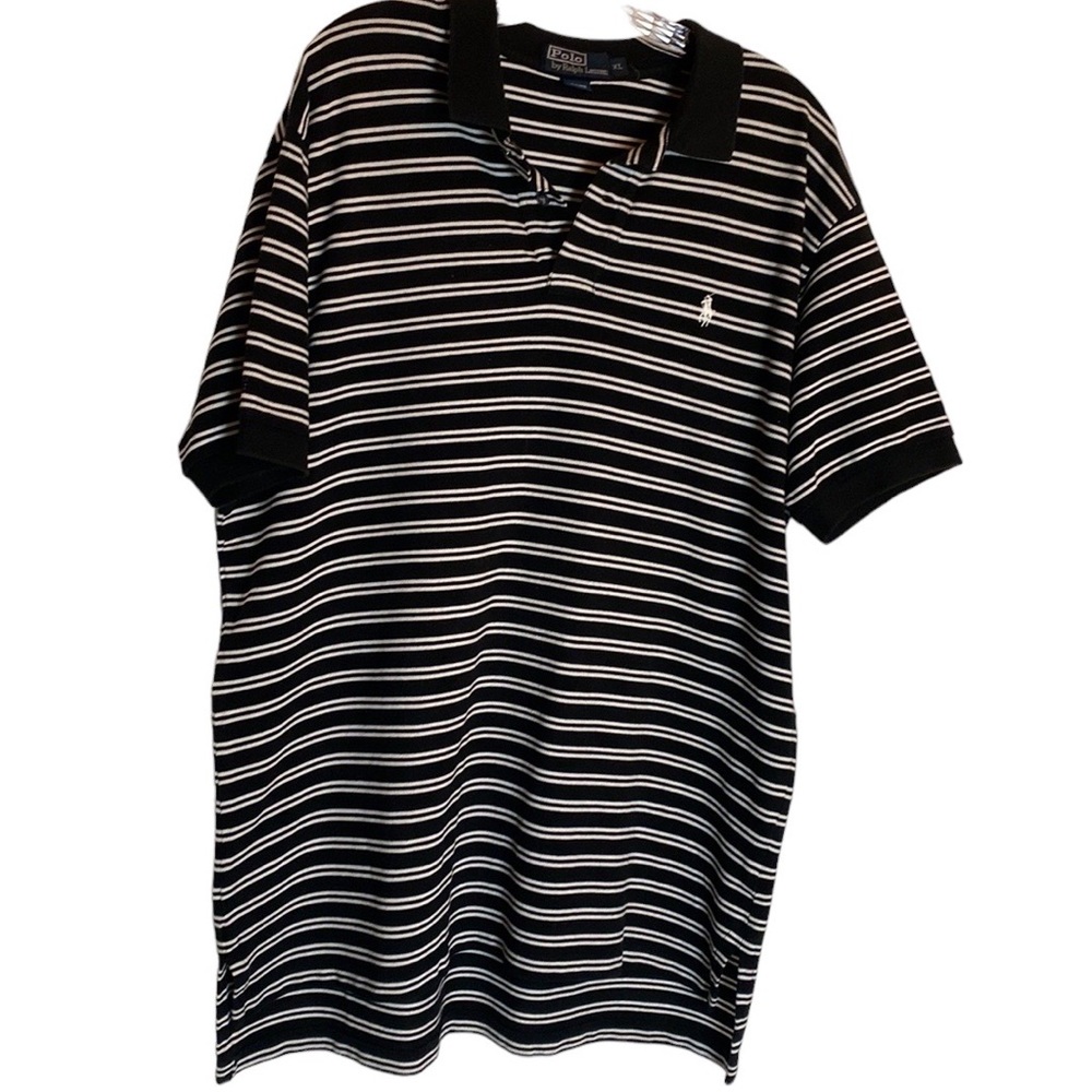 Polo Ralph Lauren Stripped Black/White Short Sleeve Heavy Cotton Shirt XL Golf…